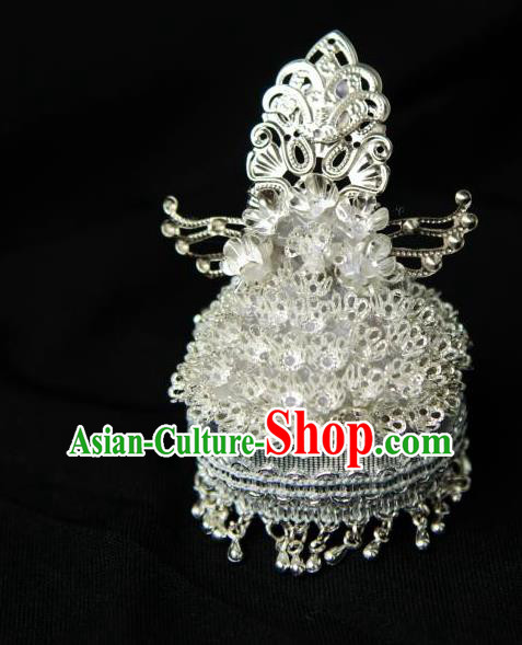 Traditional Handmade Chinese Wedding Hair Accessories Headwear, Chinese Miao Nationality Bride Sliver Phoenix Coronet Headpiece