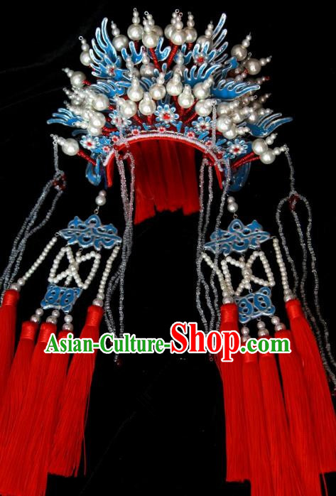 Traditional Handmade Chinese Ming Dynasty Bride Hair Accessories Tassel Phoenix Coronet, China Ancient Palace Lady Wedding Headwear