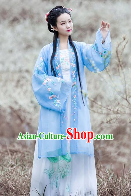 Asian Chinese Tang Dynasty Palace Lady Embroidered Costume Complete Set, Ancient China Princess BeiZi Hanfu Clothing for Women