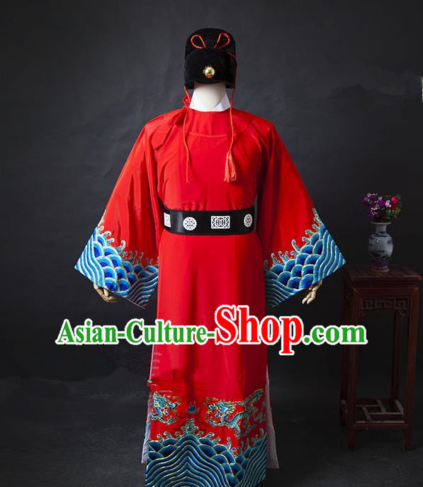Traditional Chinese Peking Opera Bao Zheng Costume Embroidered Robe, China Ancient Beijing Opera Gwanbok for Men