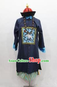 Traditional Ancient Chinese Manchu Costume, Asian Chinese Qing Dynasty Minister Clothing for Men