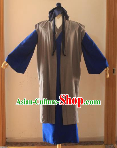 Traditional Chinese Classical Ancient Madam White Snake Xu Xian Costume, Asian China Song Dynasty Clothing for Men