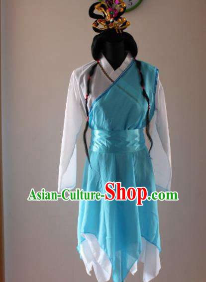 Traditional Ancient Chinese Swordswoman Huang Rong Hanfu Blue Costume, Asian Chinese Song Dynasty Embroidered Clothing for Women