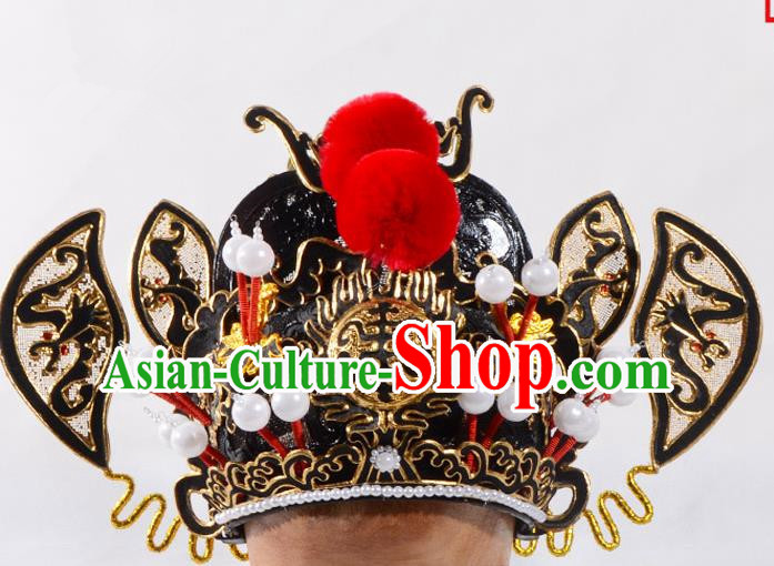 Traditional Beijing Opera Niche Hair Accessories Prince Helmet, Ancient Chinese Peking Opera Emperor Hat Headwear