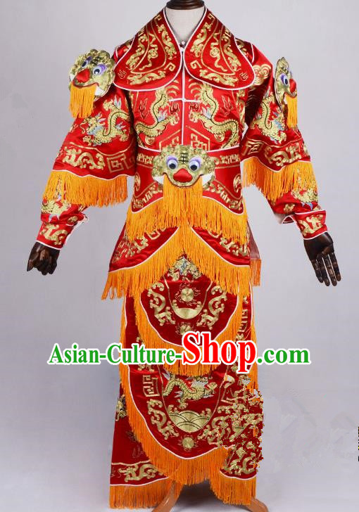 Top Grade Professional Beijing Opera General Costume Silk Embroidered Robe, Traditional Ancient Chinese Peking Opera Military Officer Embroidery Robe Clothing