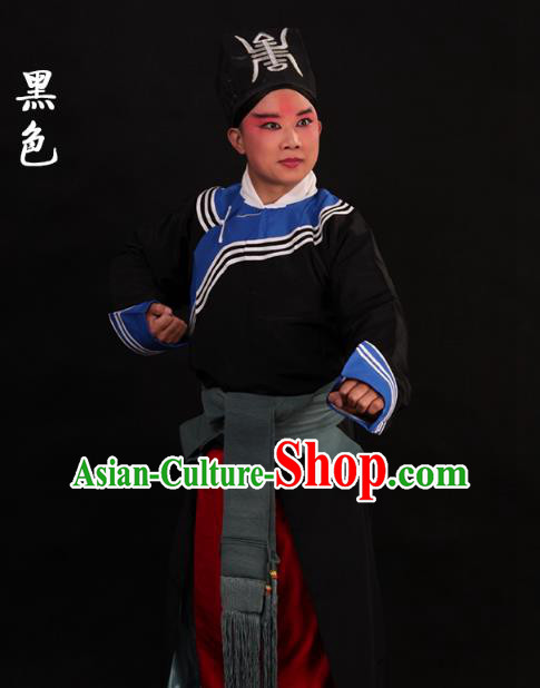 Traditional China Beijing Opera Takefu Black Costume, Ancient Chinese Peking Opera Wu-Sheng Warrior Government Gwanbok Clothing