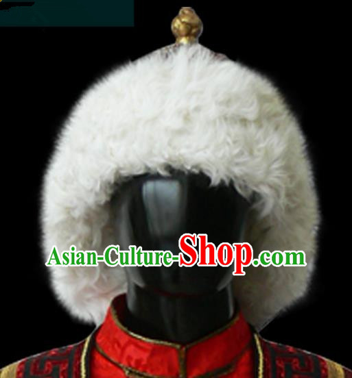 Traditional Chinese Mongol Nationality Hair Accessories Mongols King Hat, Chinese Mongolian Minority Nationality Headwear for Men