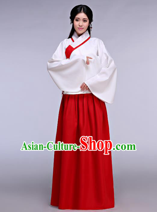 Traditional Ancient Chinese Young Lady Embroidered Costume Blouse and Skirt, Elegant Hanfu Chinese Ming Dynasty Imperial Princess Clothing for Women