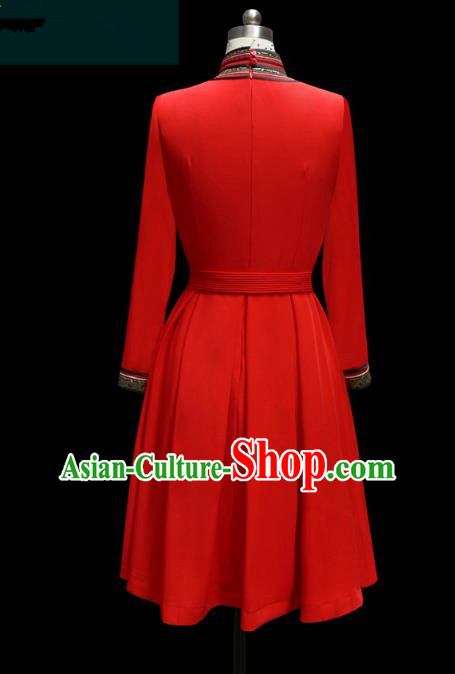 Traditional Chinese Mongol Nationality Dance Costume Mongols Folk Dance Robe Mongolian Minority  Costume and headwear