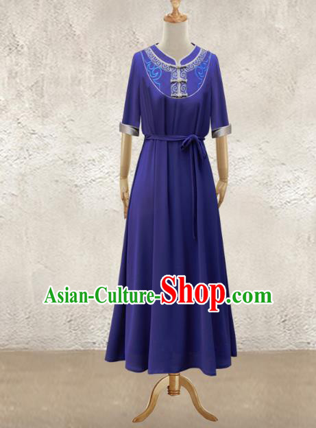 Traditional Chinese National Costume Elegant Hanfu Purple Dress, China Tang Suit Plated Buttons Chirpaur Cheongsam Qipao for Women