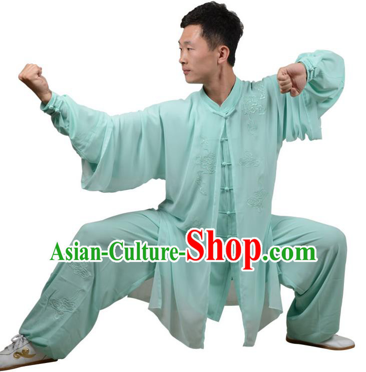 Top Kung Fu Costume Martial Arts Costume Kung Fu Training Green Uniform, Gongfu Shaolin Wushu Embroidery Tai Ji Three-Piece Clothing for Women for Men