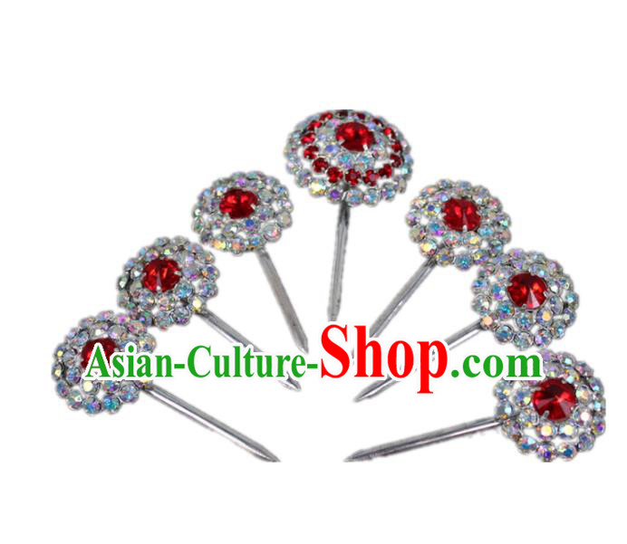 Traditional China Beijing Opera Actress Crystal Hair Accessories, Chinese Peking Opera Diva Hairpins Headwear