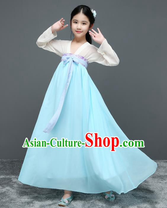 Traditional Chinese Ancient Princess Hanfu Clothing, China Tang Dynasty Palace Lady Costume for Kids