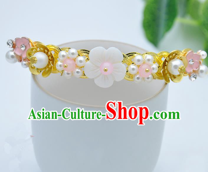 Traditional Handmade Chinese Ancient Classical Hair Accessories Shell Flowers Hair Comb Hairpins for Women