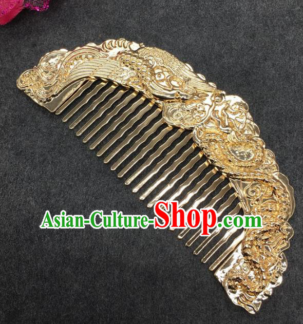 Traditional Handmade Chinese Ancient Classical Hair Accessories Golden Hair Comb for Women