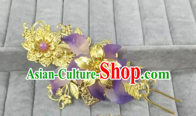 Traditional Handmade Chinese Classical Hair Accessories Golden Hanfu Hairpins for Women