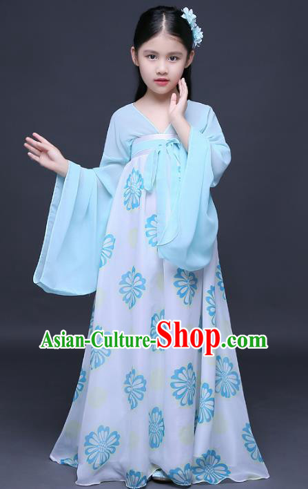 Traditional Chinese Tang Dynasty Imperial Princess Costume, China Ancient Palace Lady Hanfu Dress Clothing for Kids