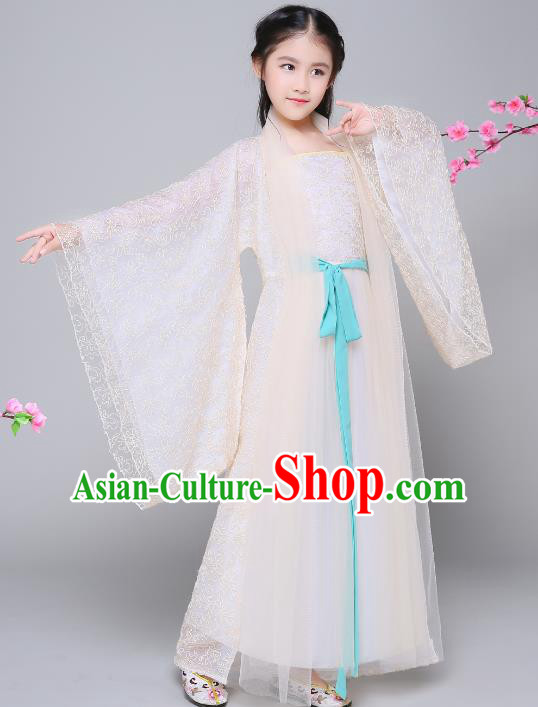 Traditional Chinese Tang Dynasty Palace Princess Costume, China Ancient Fairy Hanfu Dress for Kids