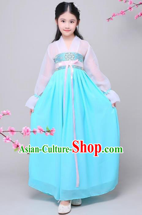 Traditional Chinese Tang Dynasty Palace Princess Costume, China Ancient Palace Lady Embroidered Clothing for Kids