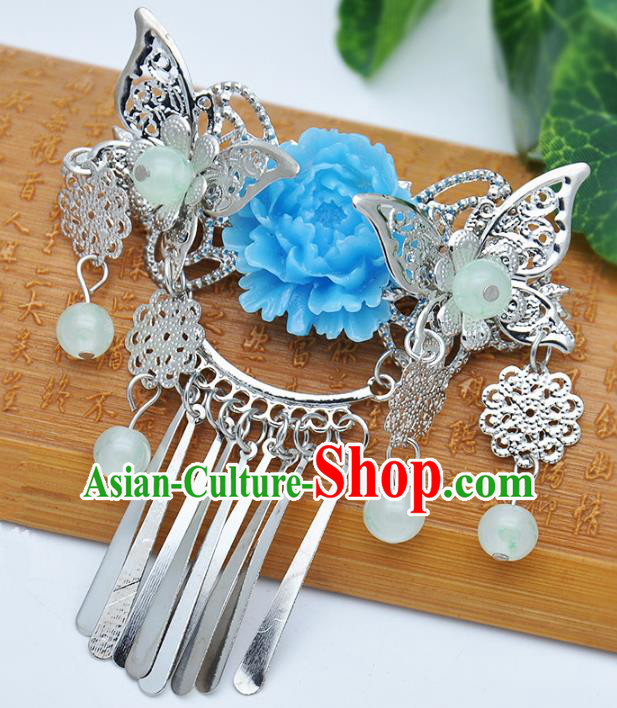 Traditional Handmade Chinese Ancient Classical Hair Accessories Butterfly Tassel Hairpins Hair Comb for Kids