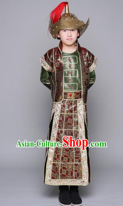 Traditional Chinese Tang Dynasty General Costume, China Ancient Warrior Armour Clothing for Kids