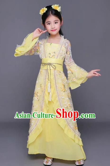 Traditional Chinese Tang Dynasty Palace Lady Costume, China Ancient Princess Hanfu Dress Clothing for Kids