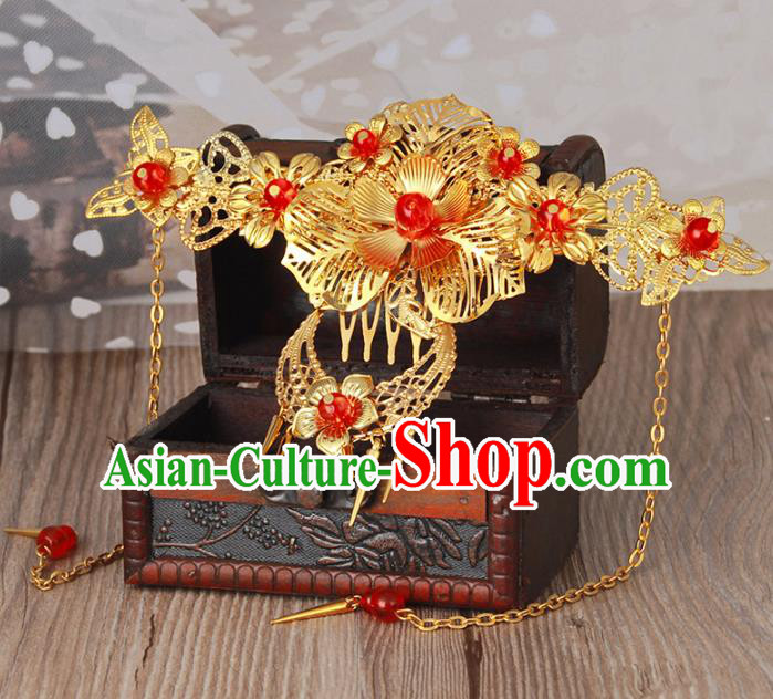 Traditional Handmade Chinese Classical Hair Accessories Hanfu Hairpins Tassel Hair Comb for Women