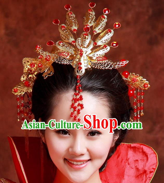 Traditional Handmade Chinese Classical Hair Accessories Hanfu Hairpins Phoenix Coronet for Women