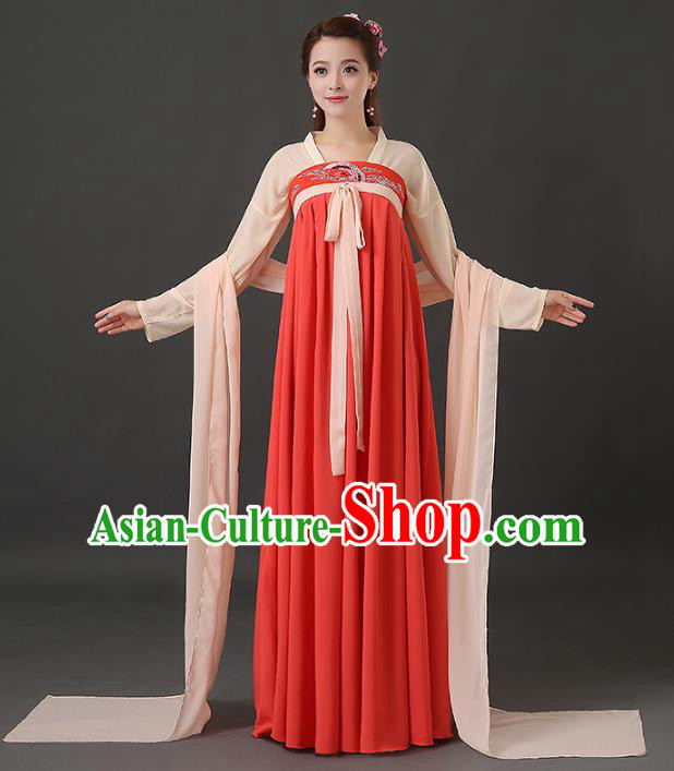 Traditional Chinese Tang Dynasty Palace Lady Embroidered Costume, China Ancient Princess Hanfu Dress Clothing for Women