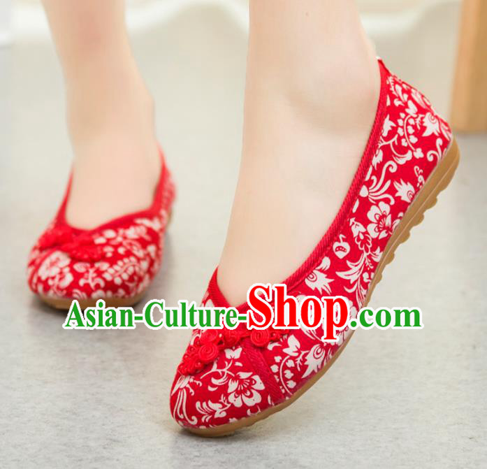 Traditional Chinese National Hanfu Red Shoes, China Princess Embroidery Shoes for Women