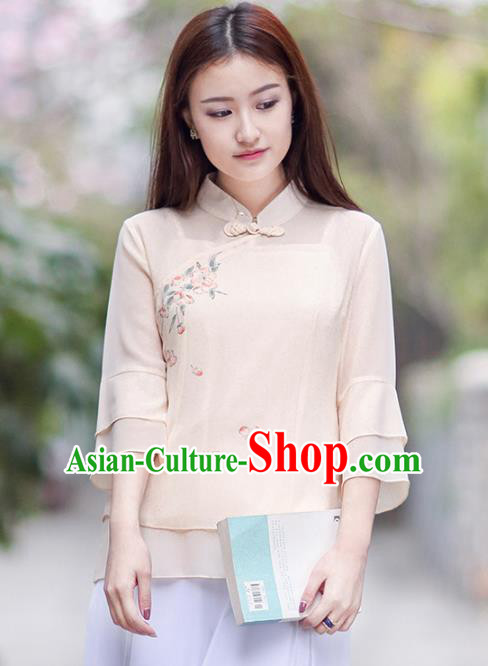 Traditional Chinese National Costume Hanfu Qipao Blouse, China Tang Suit Cheongsam Upper Outer Garment Shirt for Women