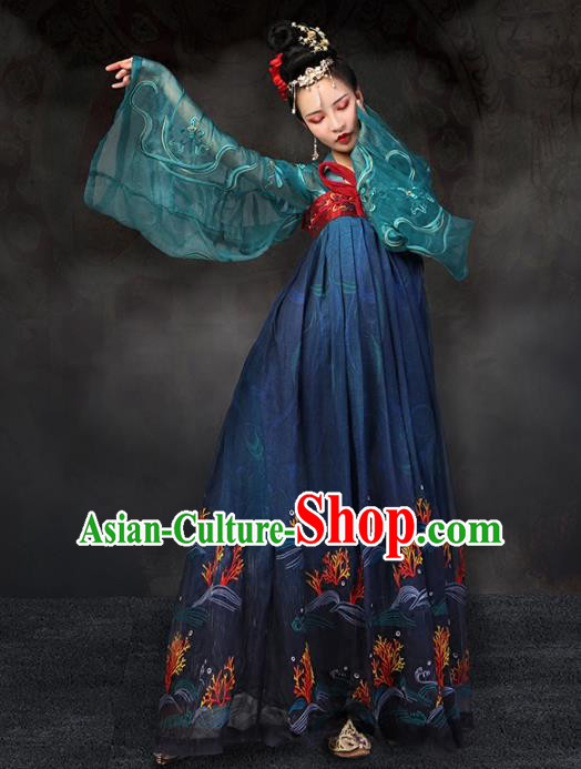 Traditional Chinese Ancient Palace Lady Costume, China Tang Dynasty Imperial Consort Embroidered Clothing for Women