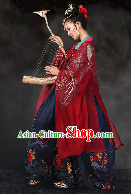 Traditional Chinese Ancient Imperial Concubine Costume Embroidered Wide Sleeve Cardigan for Women