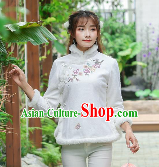 Traditional Chinese National Costume Hanfu Embroidery Blouse, China Tang Suit Cheongsam Upper Outer Garment Shirt for Women