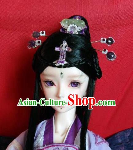 Traditional Handmade Chinese Ancient Classical Hair Accessories Hairpins and Wig Complete Set for Women