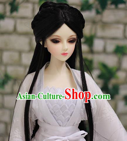 Traditional Handmade Chinese Ancient Tang Dynasty Princess Wig Sheath Palace Lady Wig for Women