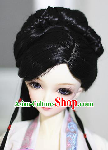 Traditional Handmade Chinese Ancient Ming Dynasty Princess Wig Sheath Palace Lady Wig for Women