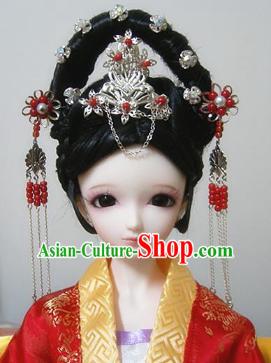 Traditional Handmade Chinese Ancient Tang Dynasty Palace Princess Hair Accessories Hairpins and Wig Sheath for Women