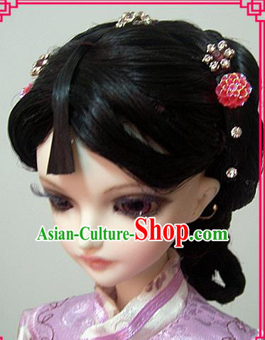Traditional Handmade Chinese Ancient Qing Dynasty Nobility Lady Hair Accessories Wig Sheath for Women