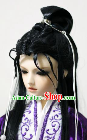 Traditional Handmade Chinese Ancient Han Dynasty Swordsman Hair Accessories Wig Sheath for Men