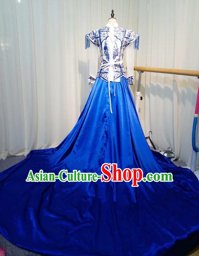 Chinese Wedding Catwalks Costume Opening Dance Bride Full Dress Cheongsam for Women