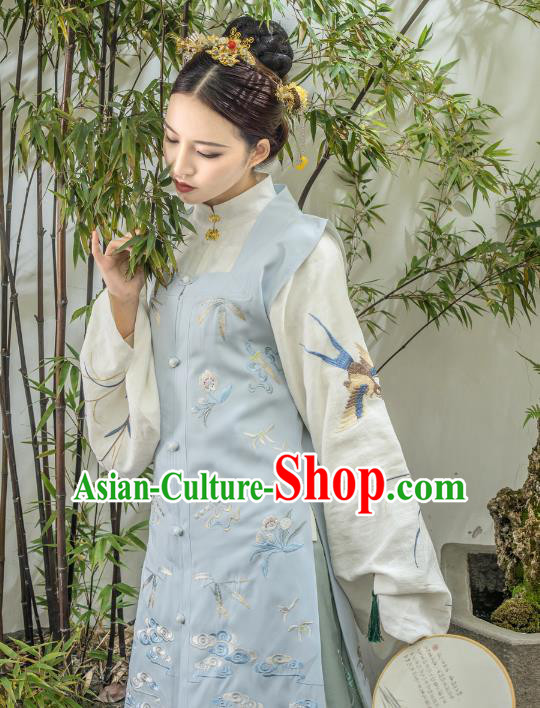 Traditional Chinese Ancient Ming Dynasty Princess Costume Embroidered Long Vest for Women