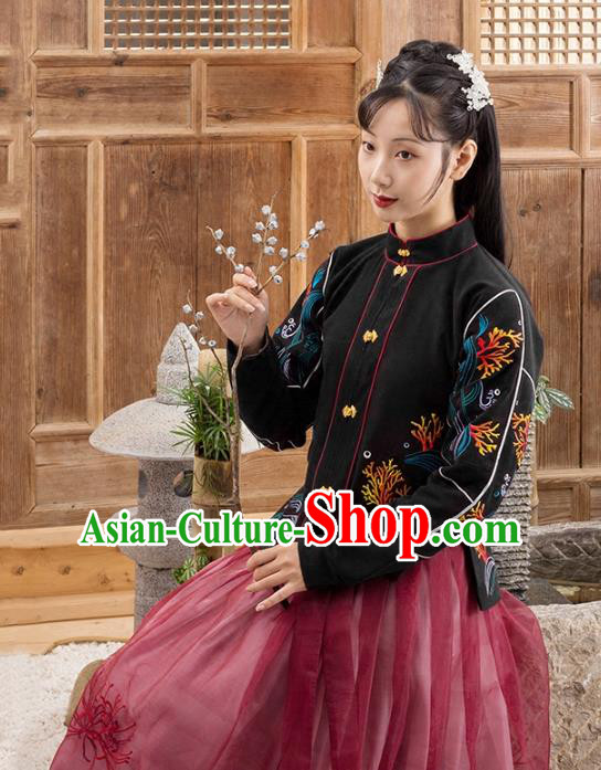Traditional Chinese Ming Dynasty Nobility Lady Costume Embroidered Blouse and Skirt Complete Set for Women