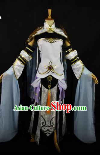 Traditional Chinese Ancient Taoist Nun Hanfu Costume Tang Dynasty Swordswoman Clothing for Women