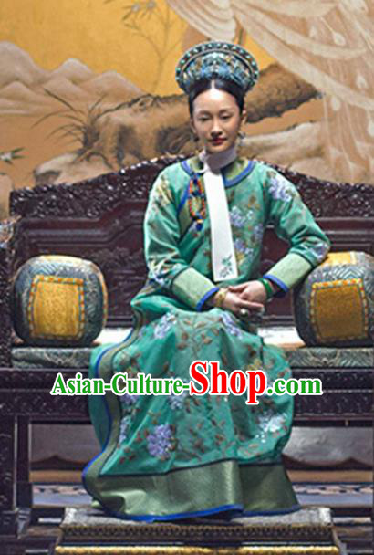 Traditional Chinese Ruyi Royal Love in the Palace Qing Dynasty Manchu Imperial Concubine Embroidered Costume for Women