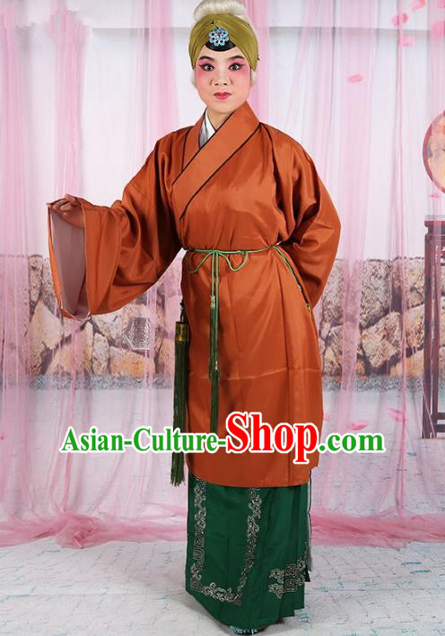 Chinese Beijing Opera Old Women Brown Costume, China Peking Opera Pantaloon Robe Clothing