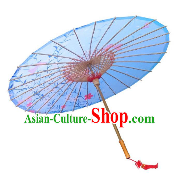 Asian China Dance Umbrella Handmade Classical Printing Oil-paper Umbrellas Stage Performance Blue Umbrella Dance Props
