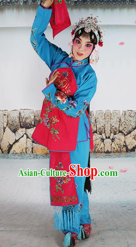 Chinese Beijing Opera Servant Girl Fuchsia Embroidered Costume, China Peking Opera Actress Embroidery Clothing