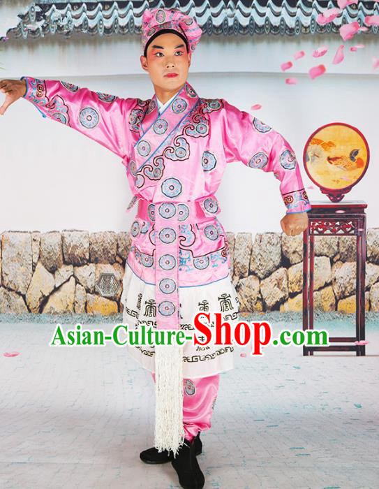 Chinese Beijing Opera Takefu Costume Pink Embroidered Robe, China Peking Opera Embroidery Clothing