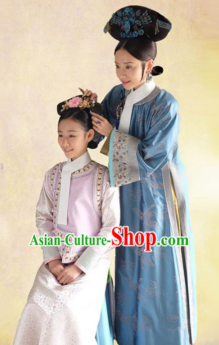 Traditional Chinese Ancient Qing Dynasty Manchu Palace Lady Embroidered Costume for Women